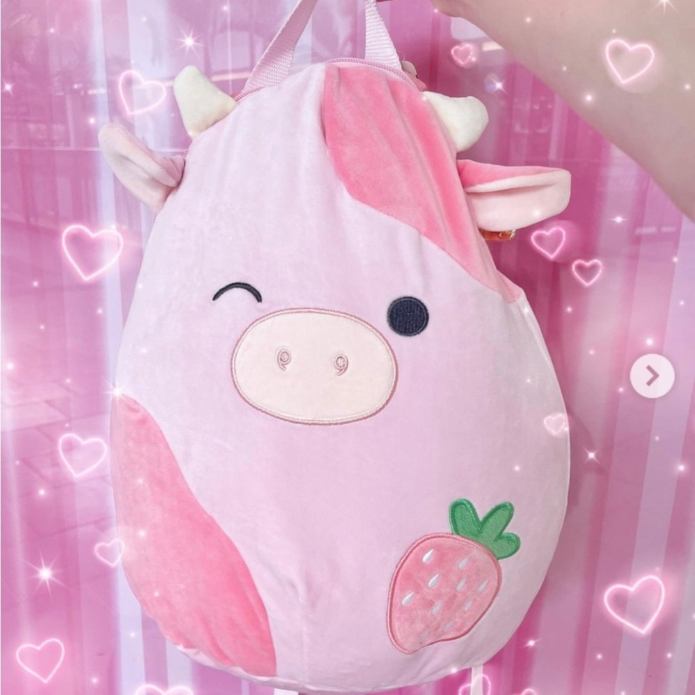NEW! RARE Reshma (Strawberry, Cow Backpack) Squishmallow 15 inches
